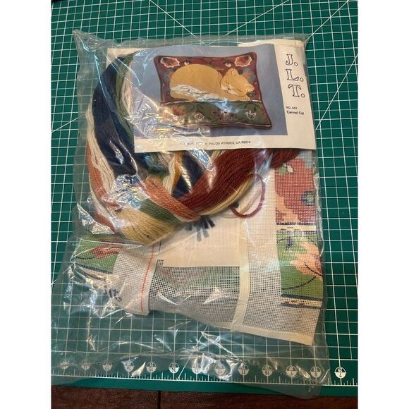 J.L.T. Carmel Cat Needlepoint Kit - Adorable Sleeping Cat Design For Fun Craftin - Picture 1 of 3